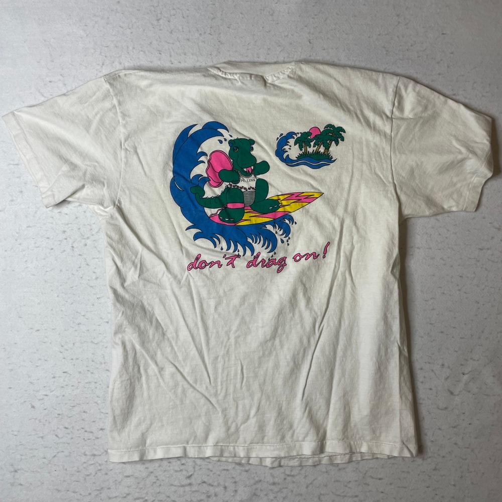Vintage Hanes Beefy-T PC Link Surfing Dragon‎ White Graphic T-Shirt Mens XL USA
